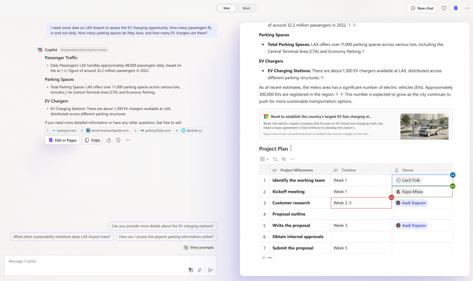 Microsoft Copilot Pages UI